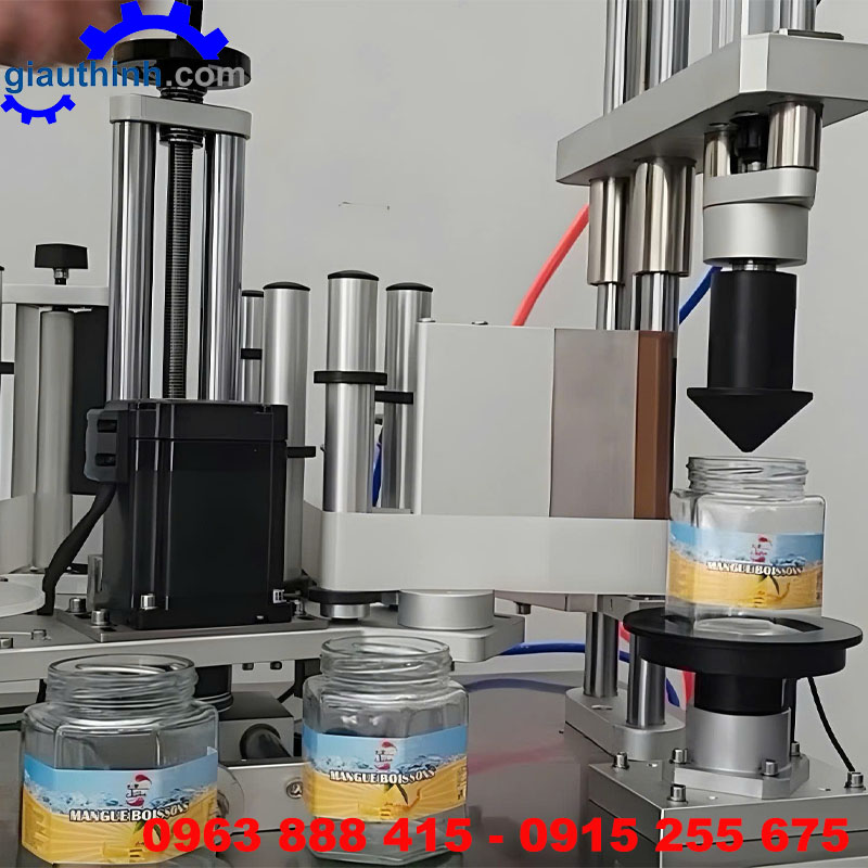 Máy dán nhãn decal chai lục giác